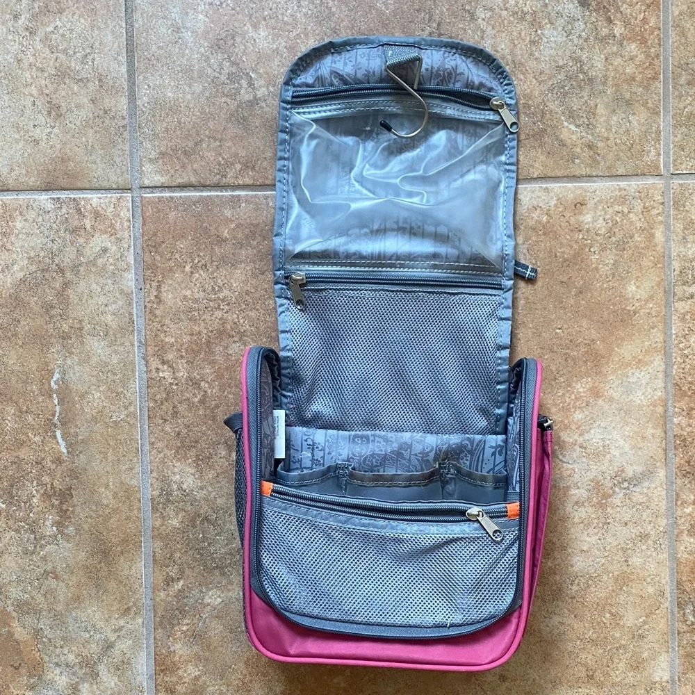 Palm Tree Pink Hanging Toiletry Bag